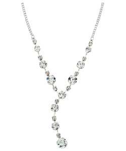 Clear Round Crystal Y-shaped Necklace