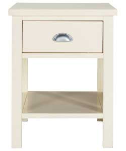 Size (H)55.3, (W)43.4, (D)40.5cm.Pine frame, drawer fronts with pine veneer sides and tops.Ivory fin
