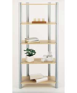 Oak effect with silver coloured metal tubes. Size