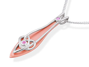 Unbranded Clogau-9ct-Rose-Gold-And-Silver-And-Pink-Sapphire-Pendant-And-Chain--Exclusive-184871