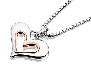 Unbranded Clogau-9ct-Rose-Gold-And-Silver-Heart-Pendant-And-Box-Chain-184805