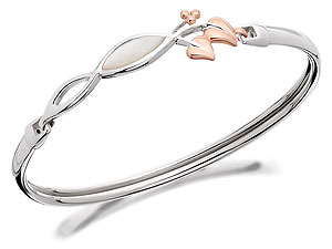 Unbranded Clogau-9ct-Rose-Gold-And-Silver-Mother-of-Pearl-Unity-Bracelet-074446