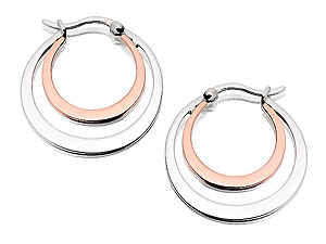 Unbranded Clogau-9ct-Rose-Gold-And-Silver-Ripples-Earrings--22mm-074466
