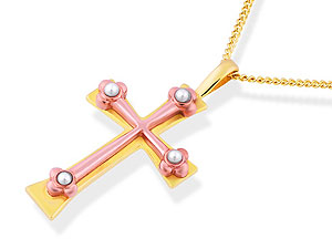 Unbranded Clogau 9ct Two Colour Gold and Seed Pearl Cross