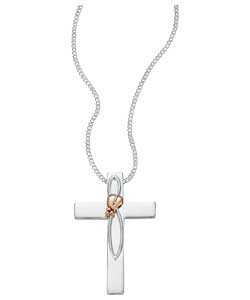 Unbranded Clogau Sterling Silver and 9ct Rose Gold Cross Pendant