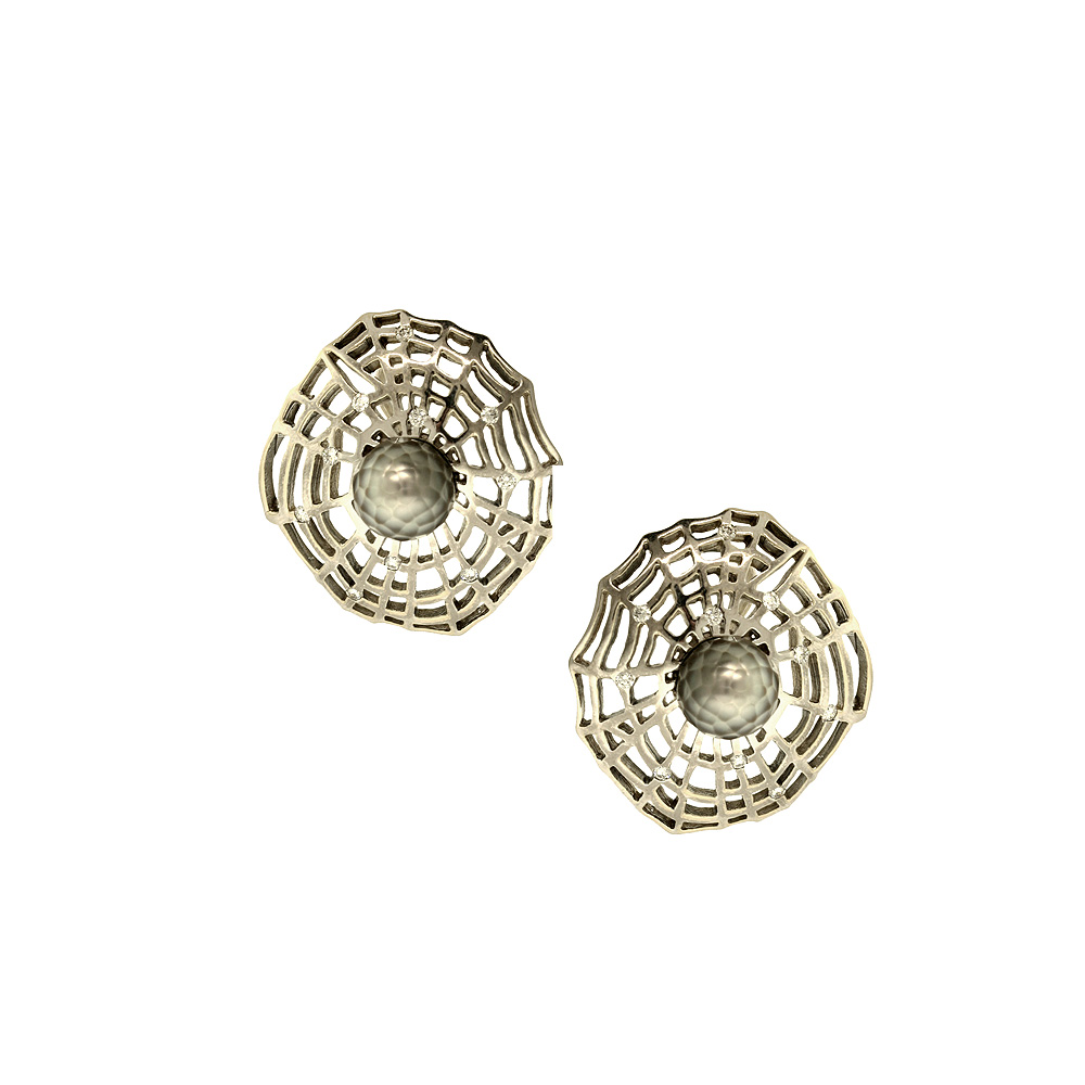 Unbranded Cobweb Earrings - Tahitian Pearl