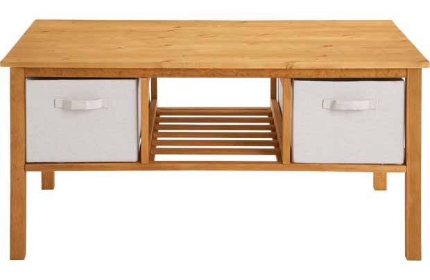 Unbranded Coffee Table 2 Canvas Drawers - Solid Wood