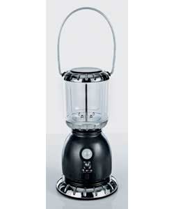 Smart light with motion sensor and photo sensor illuminates lantern automatically. Photo cell distin