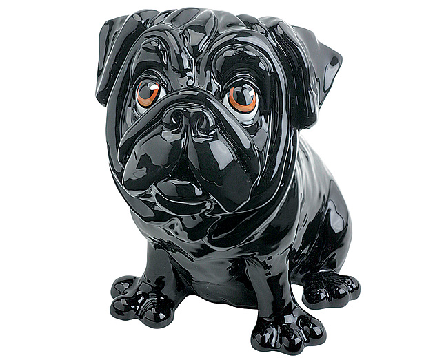 Unbranded Collectable Ceramic Dogs - Pug - Black