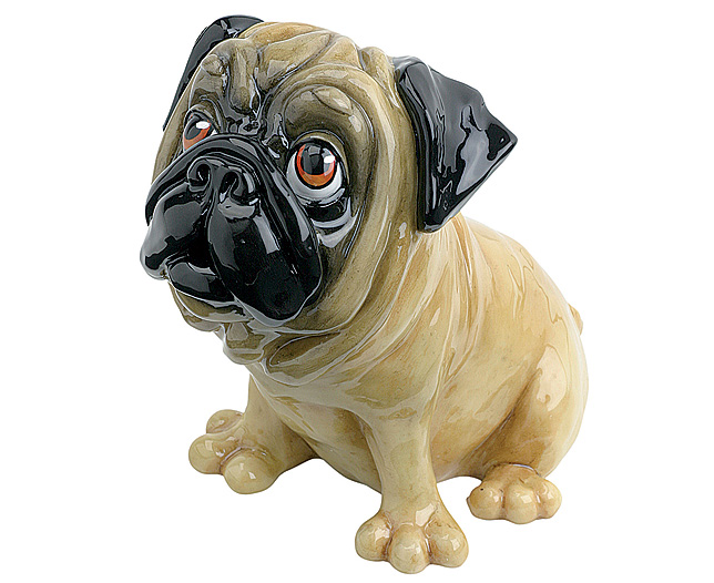 Unbranded Collectable Ceramic Dogs - Pug - Light