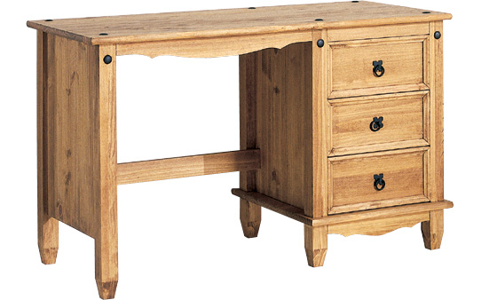 Waxed Pine dressing table in the currently popular `Mexican` style.  W.128cm x D.54cm x H.76cm