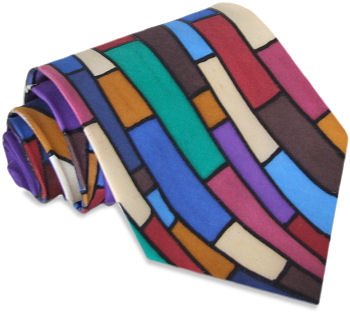 Unbranded Colour Blocks Handpainted Silk Tie