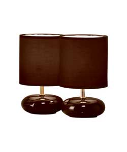Unbranded Colour Match Pair of Ceramic Pebble Table Lamps - Chocolate