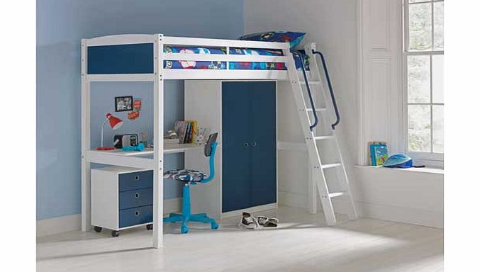 152cm width includes ladder Sleeper: Solid wood frame finish. Ladder can be positioned either side of the bed. Bed size W152. L198. H179cm. Clearance between floor and underside of bed 140cm. Drawer size H16. W38. D33cm. Mattress: Airsprung Dylan mat