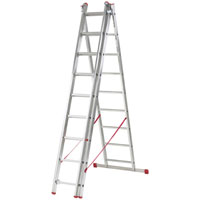 Open length 6.6m (21ft 8), Closed length 3m (9ft 8), Can be used as a stepladder, extension or