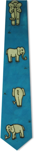 Unbranded Comic Elephants Handpainted Silk Tie