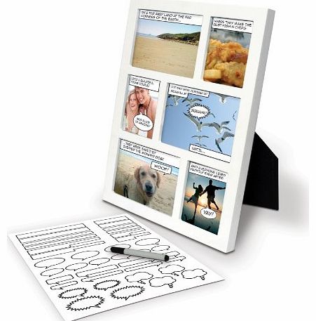 Comic Book Style Photo Frame Relive the highlights of classic nights out with this awesome action-packed Comic Strip Photo Frame. Just add wild pictures and some humour to create a personalised comic page for you and your friends to enjoy. Each frame