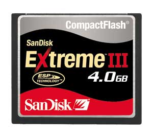 Unbranded CompactFlash (CF) Memory Card - 4GB - Sandisk Extreme III - NEW 30mb p/s version