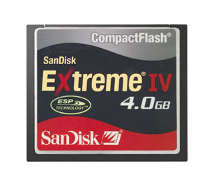 Unbranded CompactFlash (CF) Memory Card - 4GB - Sandisk Extreme IV