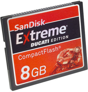 Unbranded CompactFlash (CF) Memory Card - 8GB - Sandisk Extreme Ducati Edition - 45m/ps!