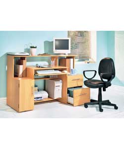 Complete PC Desk Beech Effect