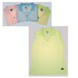 Confidence Ladies Classic Stripe Golf Shirt - Lime with white - M