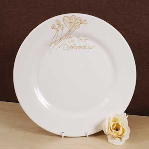 A beautiful hand painted plate which serves as a great memory for that very important confirmation