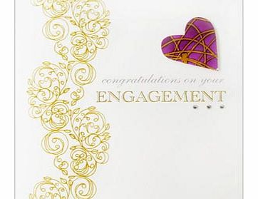 This Congratulation on your Engagement Card is a beautiful hand finished card that is the perfect accompaniment to go with a special engagement gift.The Congratulations on your Engagement Card has some lovely gold swirl detailing running down the lef