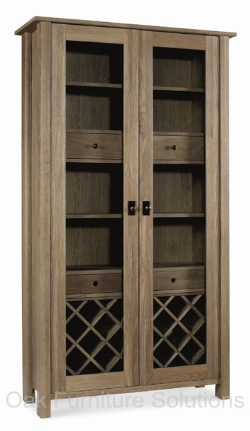 Unbranded Coniston Smoky Oak Display Cabinet with Wine Rack