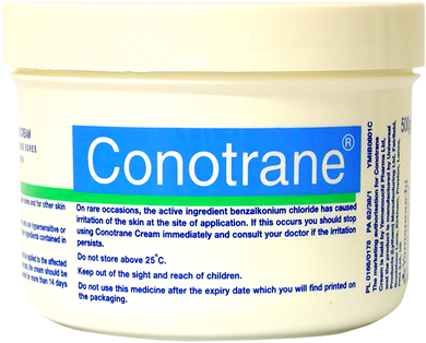 Antiseptic soothing cream for nappy rash, pressure sores and irritated skin Conotrane Cream is used
