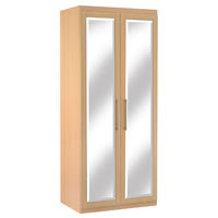 Dimensions: H 2135 x W900 x D610 mm, Beech effect, Two third Mirror Doors, Finished inside with an