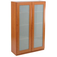 Dimensions: H 1416 x W 900 x D 330 mm, Cherry Wood Effect, Full Length Glass Doors, Finished inside