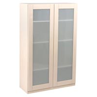 Contemporary Maple Style Bookcase with Double Glass Doors