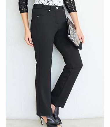 A new jean with a twist, instantly slimming these stretch ponte, high waisted jeans provide all round support. With built in shapewear it smoothes, slims and shapes your silhouette. The magic back elastiction extends when worn to give a smooth line. 