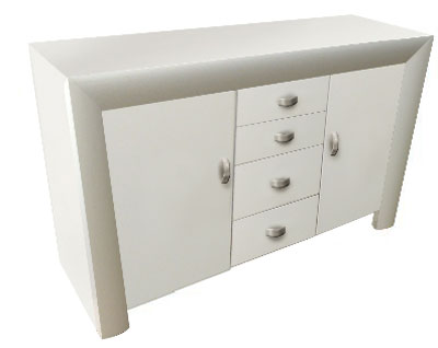 Unbranded Convex Painted White Triple Sideboard