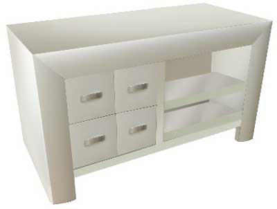 Unbranded Convex Painted White TV Unit