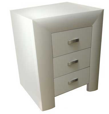 Unbranded Convex White Painted Bedside Cabinet 3 Drawer