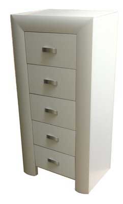 Unbranded Convex White Painted Chest of Drawers 5 drawer