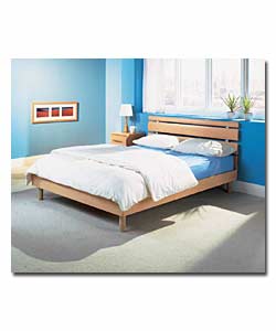 European styled beech effect bed with slatted head
