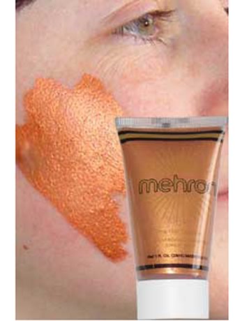 This metallic copper water-based make-up is applied with a damp sponge straight from the tube; 28ml.
