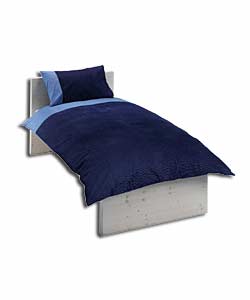 Cord Effect Blue Single Duvet Cover and Pillowcase Set