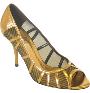 Peep toe court shoe featuring a high covered heel, cut out detail and mesh underlay. The gorgeous an