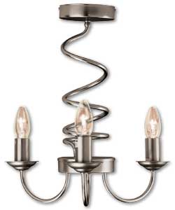 Corkscrew 3 Light Ceiling Fitting - Matt Chrome Finish