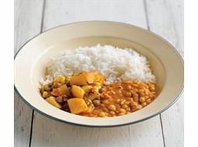 Sweetcorn, peas and potato with split chick peas and basmati rice. Please note that our dishes for Ethnic Diets are stocked to order, so please order 14 days before you require delivery. Thank you.