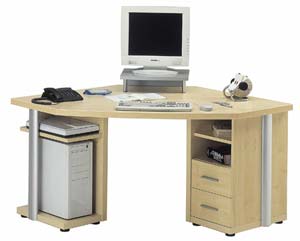 Stylish static corner workstation with add on accessories. 38mm soft edged Lightboard worktop with
