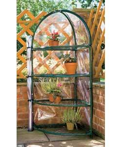 All steel construction and includes plastic hood.Easy assembly.Approx (H)150, (D)60cm