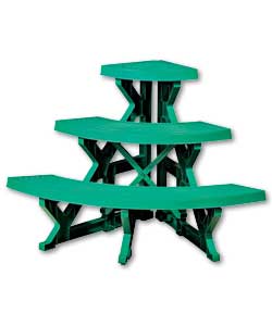 Decorative green plastic corner plant stand. Simpl