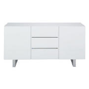 Part of the Costilla range this sideboard is made from Lacquered MDF and Chipboard with brushed alum