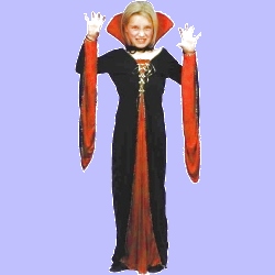 Costume - Vampiress - Black/Red Long Dress - Medium (130cm)