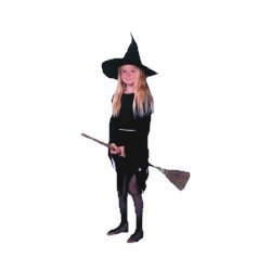 Costume - Witch - Black Dress/Hat/Belt - Medium (130cm)